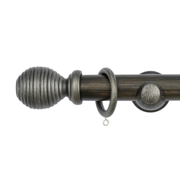 A.Unique Home Ribbed Wooden Curtain Pole with Rings and Fittings, In a Variety of Colours and Sizes (35mm) (180cm, Brushed Olive)