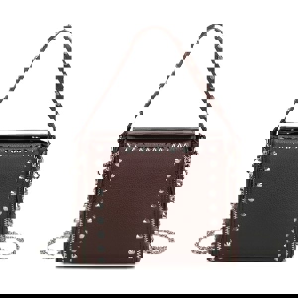 Kitise Studded Flap Crossbody Shoulder Bag Silver Tone Hardware