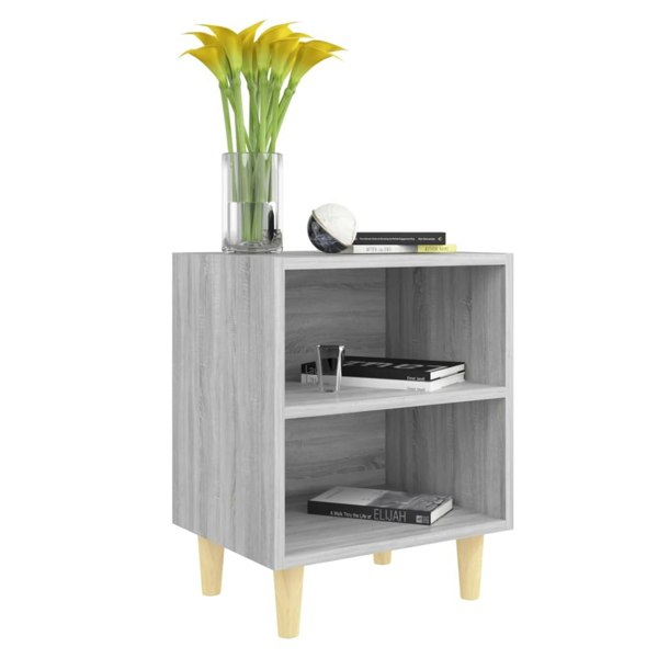 Berkfield Bed Cabinets with Solid Wood Legs 2 pcs Grey Sonoma 40x30x50 cm