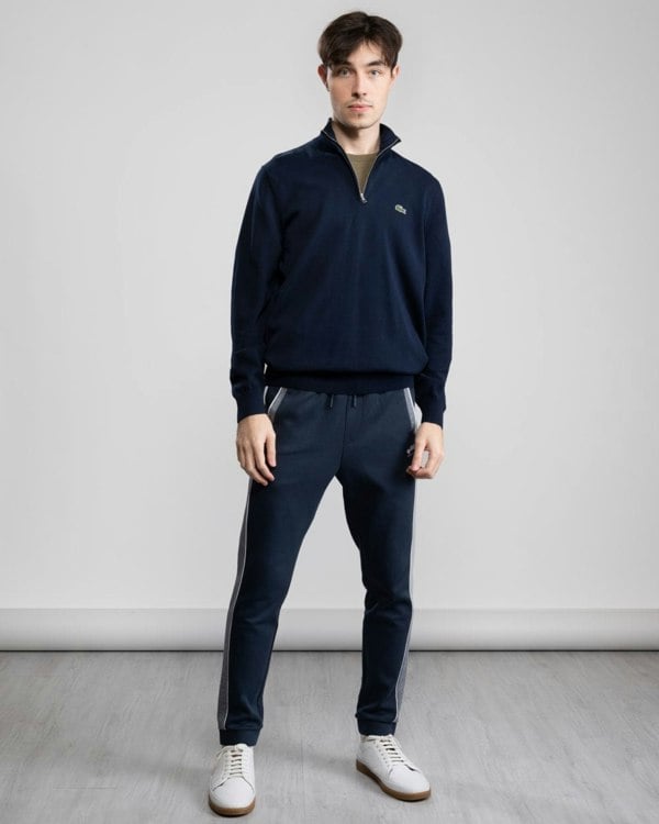 Lacoste Half Zip Logo Mens Sweatshirt - Navy Blue 166