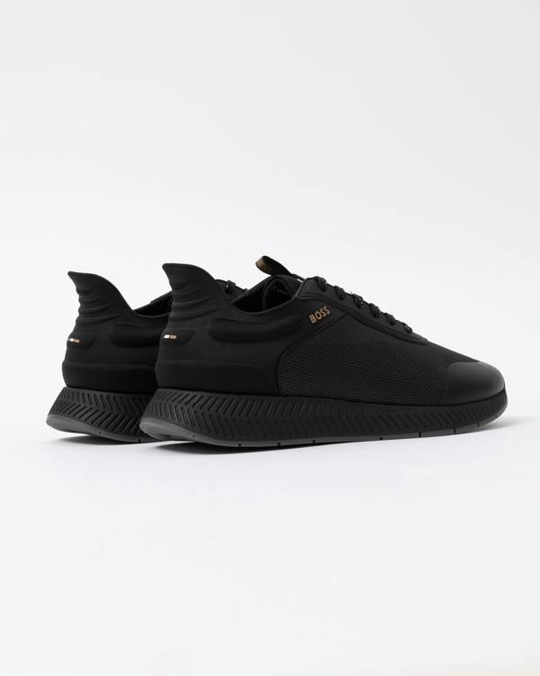 Back of the BOSS Orange Titanium Runn Rsmh Mens Trainers in Black 005