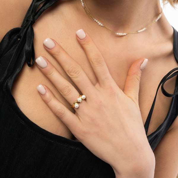 Spero London Twisted Pearl Sterling Silver Ring