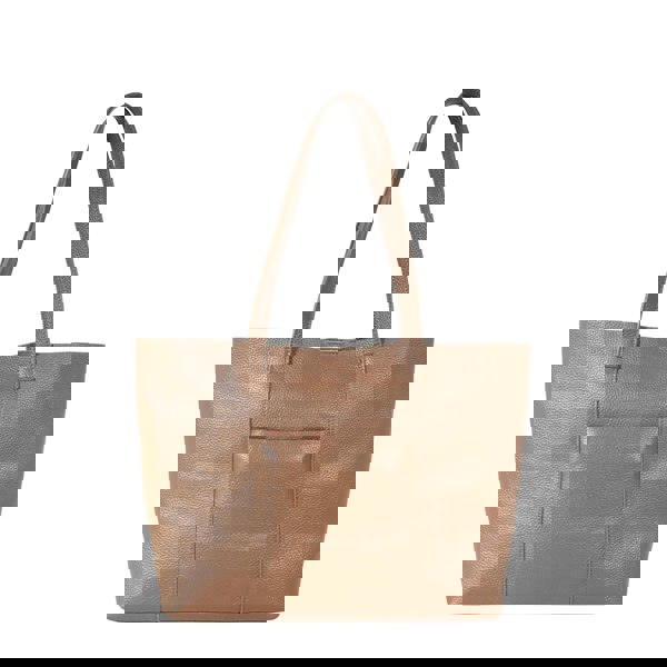 Assots London 'MAISIE' Tan Real Pebble Grain Leather Shopper Tote Bag