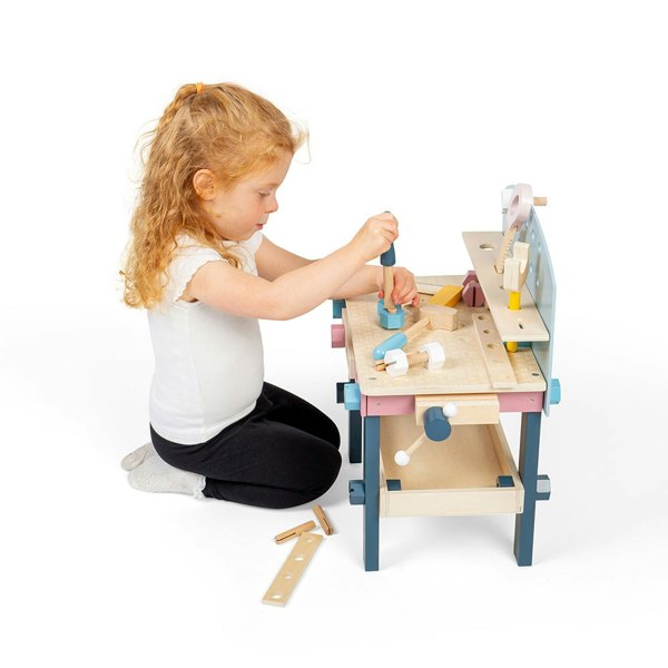 Bigjigs Toys Wooden Tool Bench - 15 Piece Kids Workbench