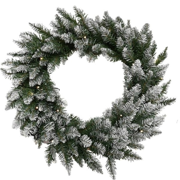 Samuel Alexander 60cm Snow Tipped Christmas Wreath with 50 Warm White LEDs and 160 Bullet Tips