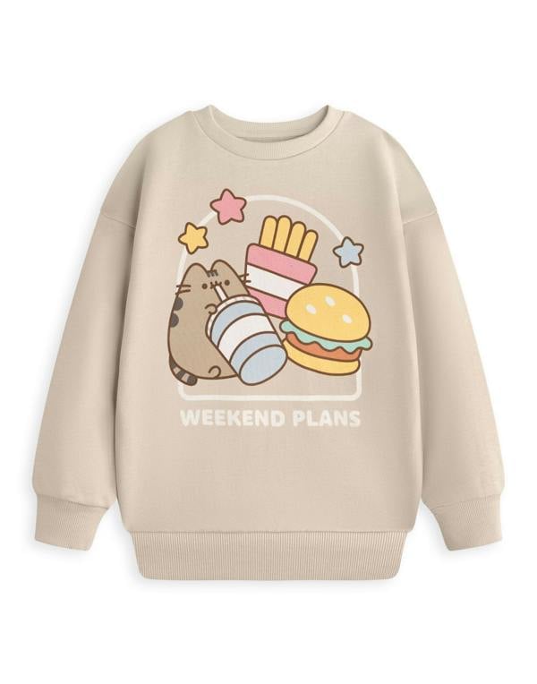 Pusheen Girls Beige Weekend Plans Sweatshirt