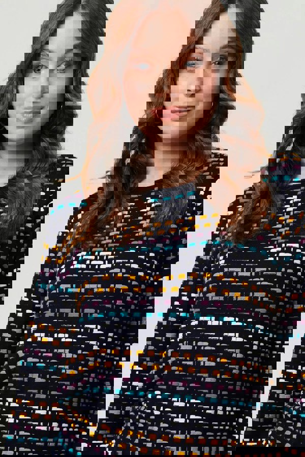 Purple | Geo Print Long Sleeve Slim Jumper
