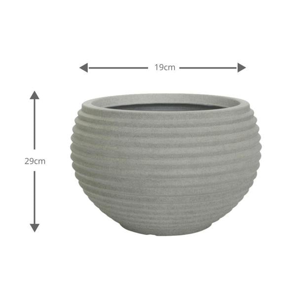 Oslo Round Ribbed Plant Pot 29 x 19cm 9L - Grey
