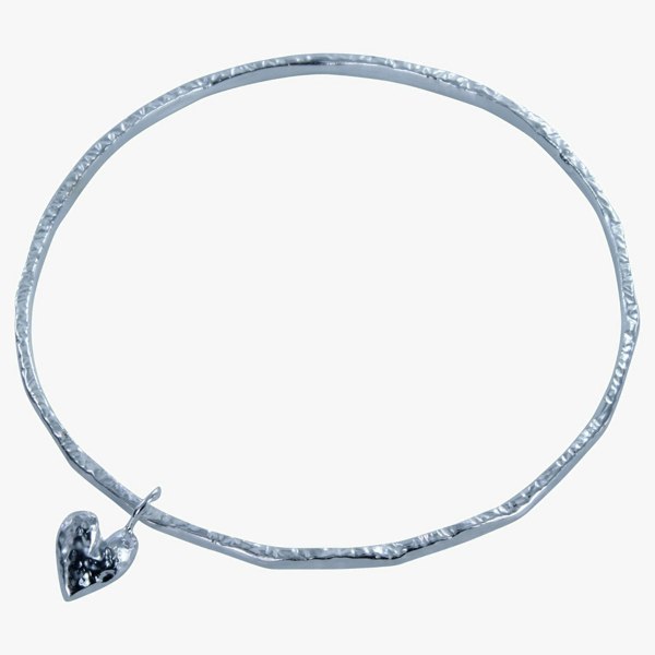 Melting Heart Sterling Silver Charm Bangle - Reeves & Reeves