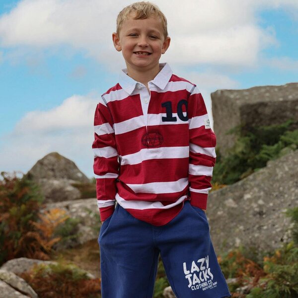 Lazy Jacks LJ78C - Long Sleeve Rugby Top - Crimson