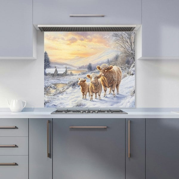 Warren Reed - Designer Family Of Highland Cows Kitchen Splashback