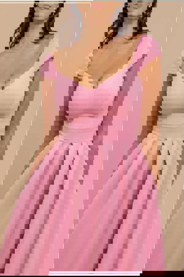 Scuba Foam Skater Midi Dress - Blush Pink DR4133