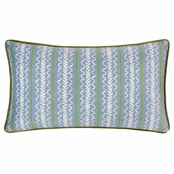 Wylder Albera Stripe Piped Velvet Cushion Cover - French Blue