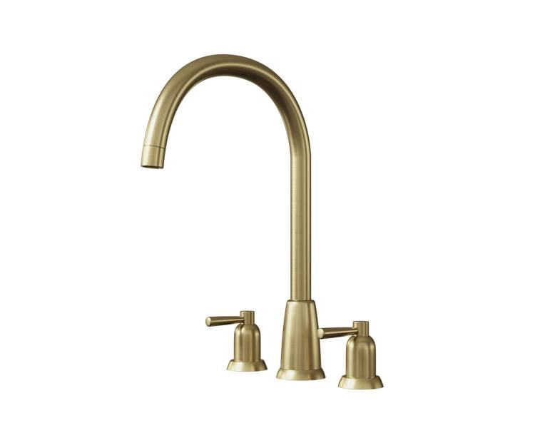 Flode Narvik | Dual Lever 3 Hole Kitchen Tap | Brushed Brass Finish