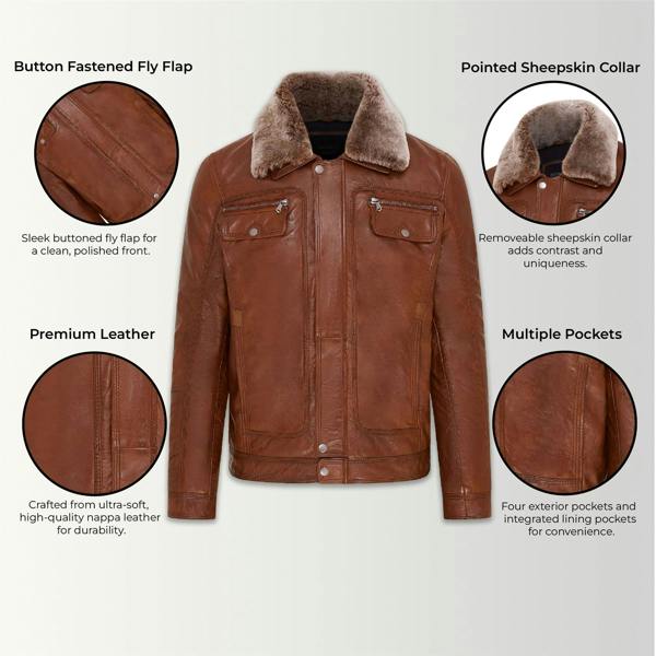 Infinity Leather Mens Trucker Shirt Leather Jacket- Tornio
