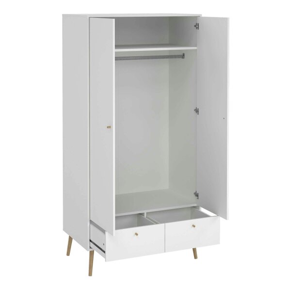 Wyld Haus Quietbloom White Wooden Wardrobe 2 Doors 2 Drawers