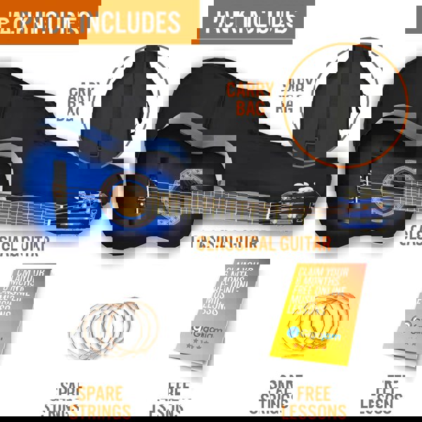 3rd Avenue 1/2 Size Classical Guitar Pack Blueburst Classical Guitars#Colour_Blueburst