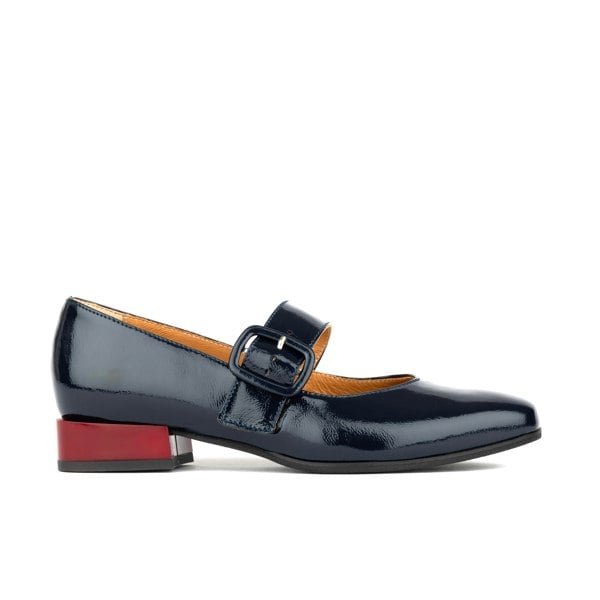 Embassy London Bliss - Navy - Women's block heel square toe patent leather Mary-Jane