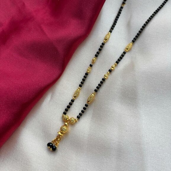 The Colourful Aura Gold Black Beaded Indian Asian Nazar Mangalsutra Choker Pendant Necklace