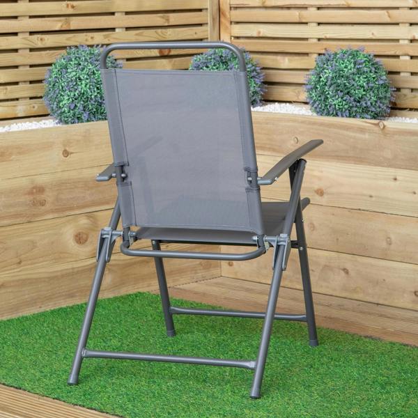 Samuel Alexander Set of 6 Outdoor Multi-Position Textoline Garden Chairs in Grey