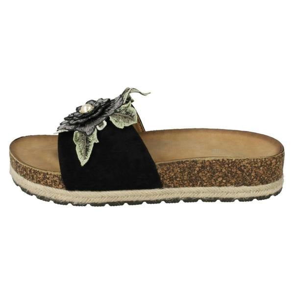 Spot On Ladies Spot On Flower Trim Mules