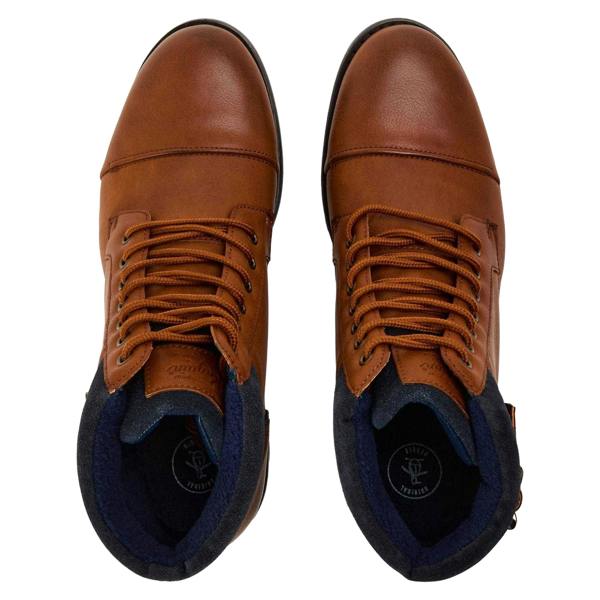 Original Penguin Mens Plain Leather Combat Boots - Brown - 