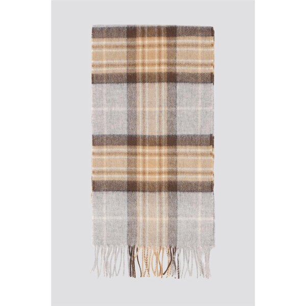 Alexandre Silver Alexandre Camel Merino Wool Check Scarf