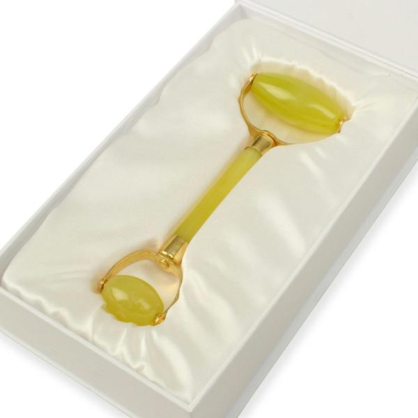 White Lotus Beauty Natural Chemical Free Jade Crystal Roller in a silk lined Box -