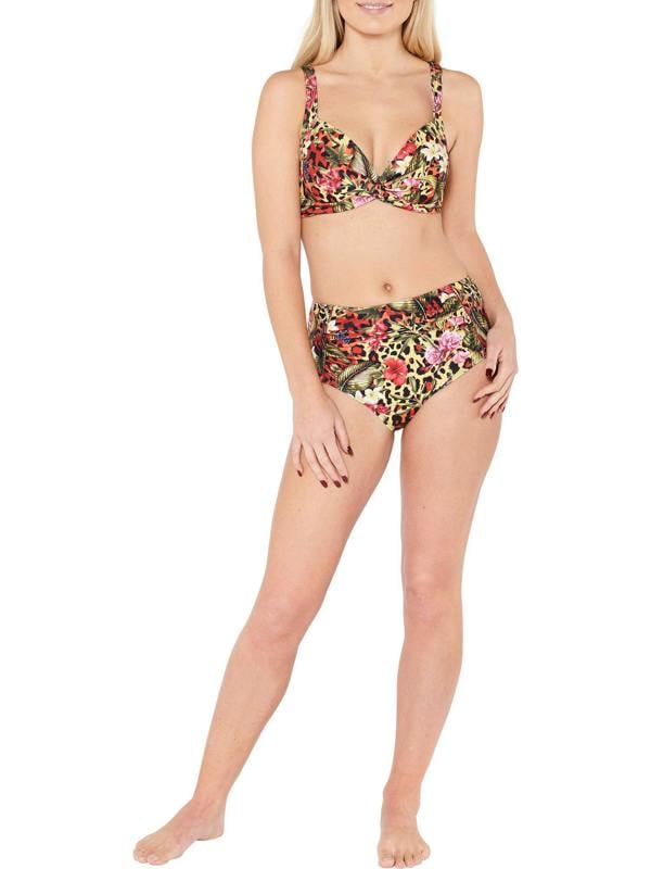 Tropical & Leopard Print High Waist Brief and Top Full Set