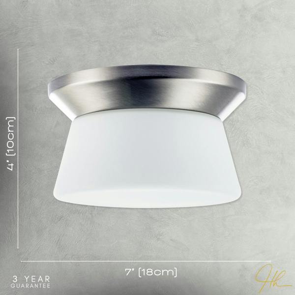 Modern Satin Nickel LED Bathroom Ceiling Light with Opal White Glass Image 7