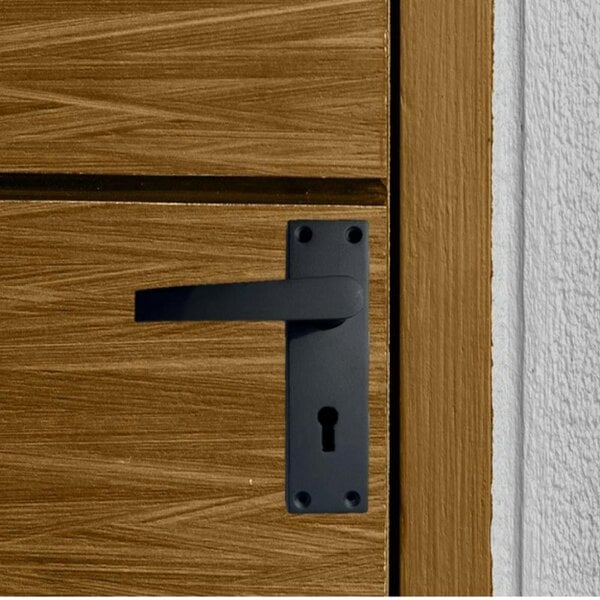 EDH Door Hardware Matt Black Door Handles Victorian Straight Lock Handles and Sash Lock