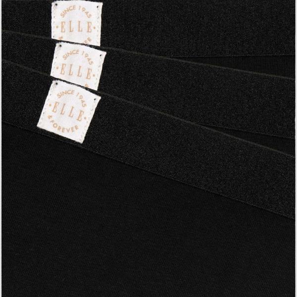 ELLE 3 Pack Super Soft Cotton Heritage Patch Thongsin in Black
