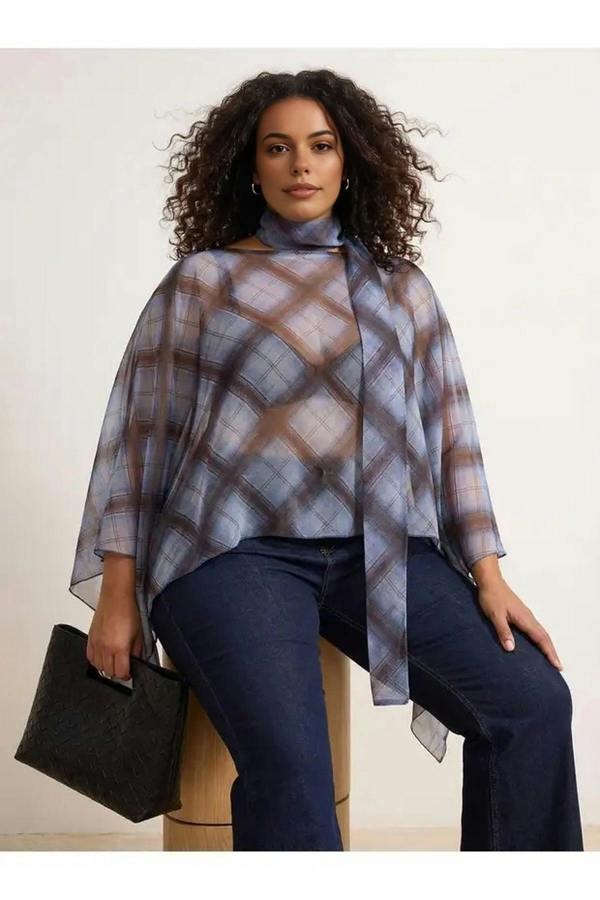 WOVCOR Chiffon Woven Plus Size Blouse