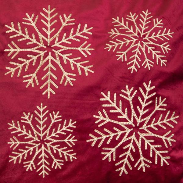 Samuel Alexander 44cm Burgundy & Gold Snowflake Soft Christmas Cushion
