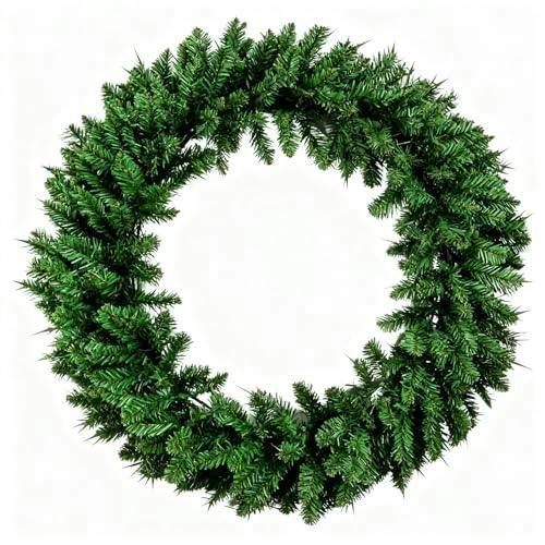 70cm Large Artificial Christmas Wreath for Front Door, Bushy Green Pine Style Decoration image 2