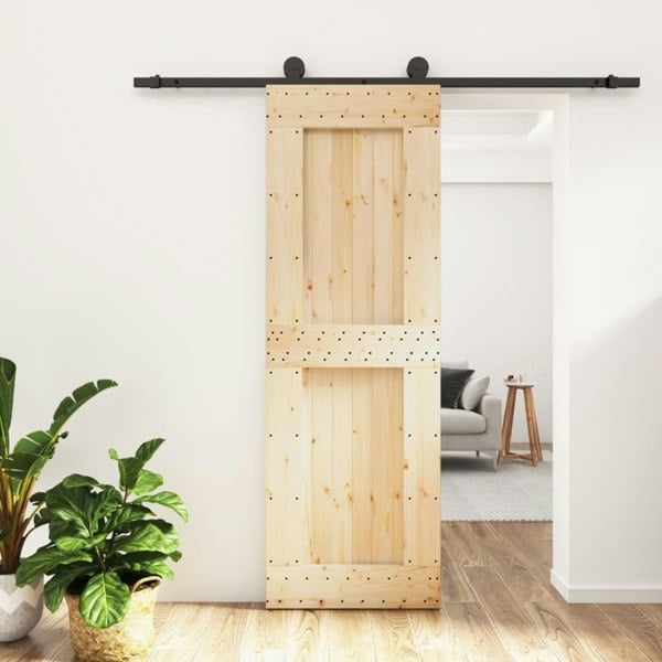 Berkfield Sliding Door with Hardware Set 70x210 cm Solid Wood Pine