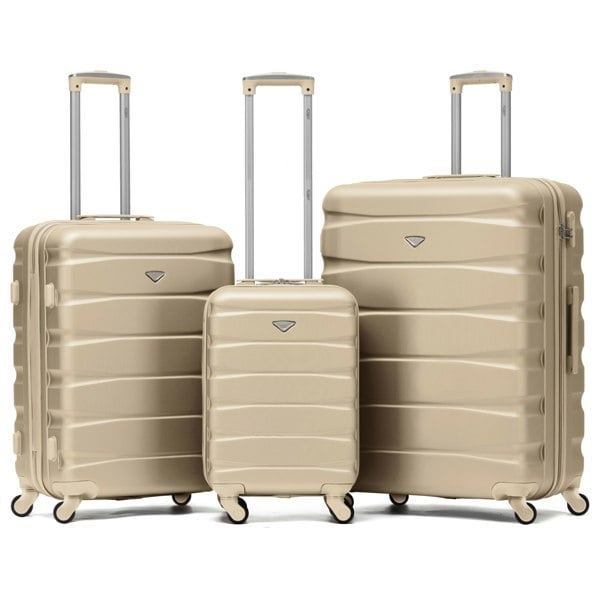 Flight Knight Set of 3 Hard Shell Suitcase Cabin & Check in Cases with TSA Lock