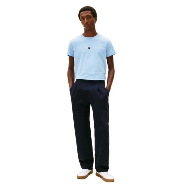 Tommy Hilfiger Mens Embroidered Logo Crew Neck T-Shirt - Blue - 