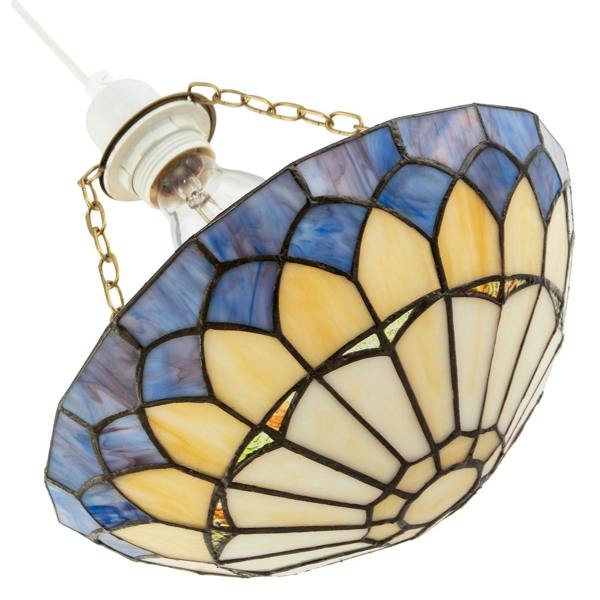 Lavender Purple Stained Glass Domed Tiffany Pendant Shade with Chains Image 4