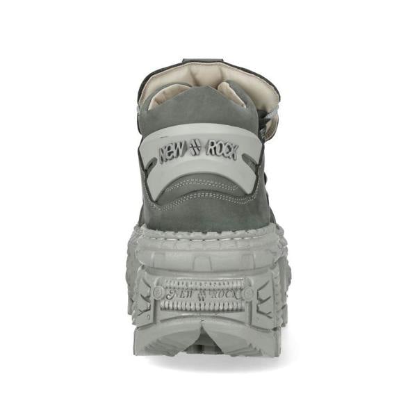 New Rock M-106WALL-C63 Grey Leather Urban Gothic Ankle Boots