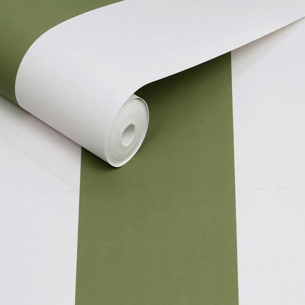 Joules Harborough Stripe Wallpaper - Olive Green - 10m