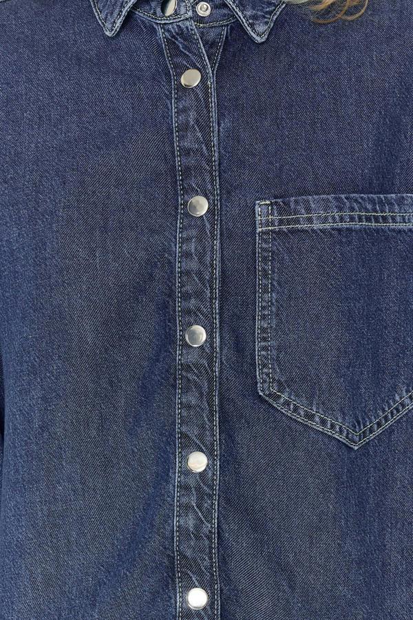 WOVCOR Oversize Long Sleeve Collared Denim Shirt