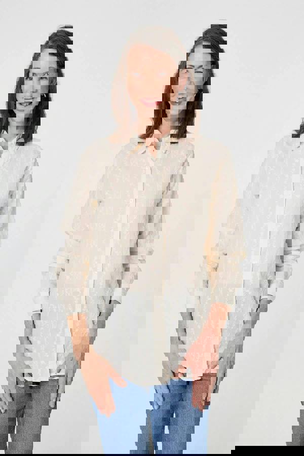 White | Embroidery Textured Long Sleeve Shirt