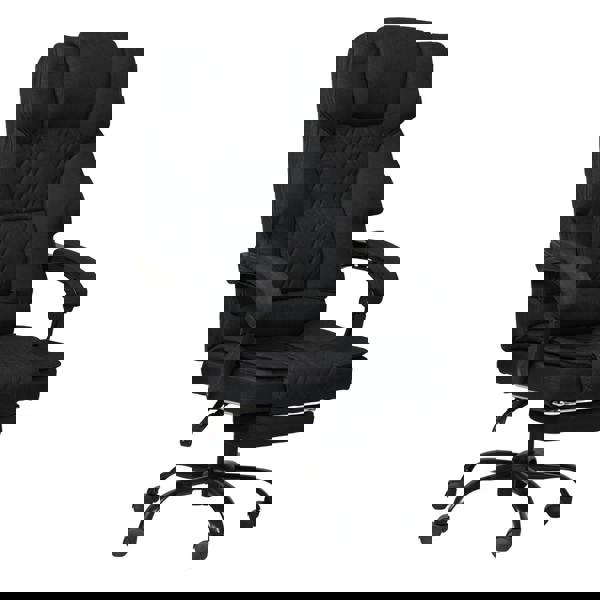 Levede Office Chair with Footrest Linen Fabric High Back Swivel 135° Reclining