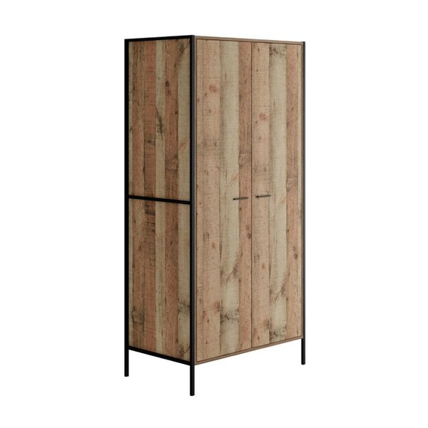 Wyld Haus Lucan Distressed Oak Effect Wooden 2 Door Wardrobe