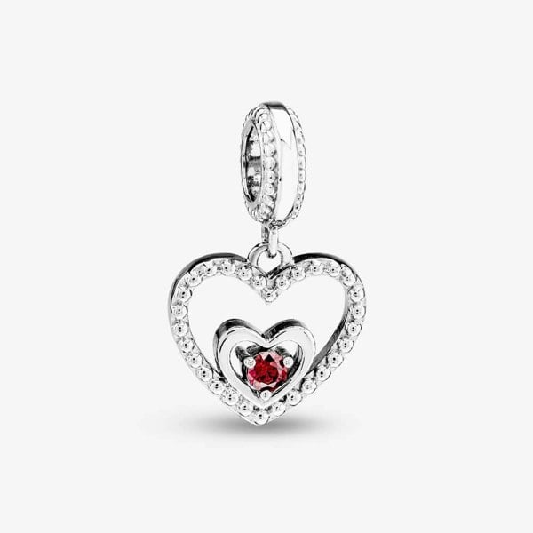 Rosa Lea July Birthstone Heart Dangle Charm AM-2THB004204-Red