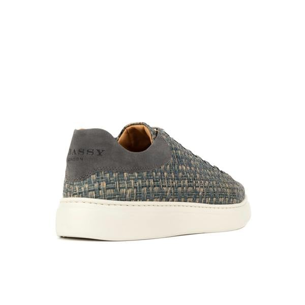 Embassy London Sun City - Aqua Print - Men's Woven Leather & Suede Trainer