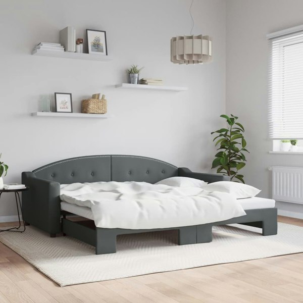 Berkfield Daybed with Trundle Dark Grey 90x190 cm Fabric