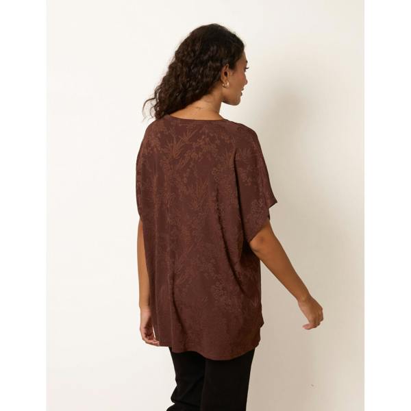 Blue Vanilla Floral Embossed Print Top