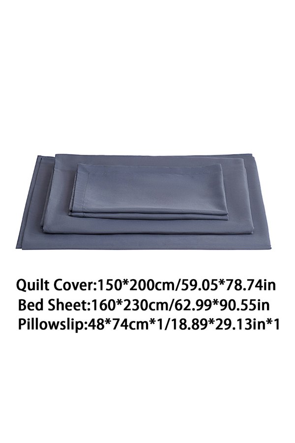 Living and Home Single Duvet Cover and Flat Sheet Set with 1 Pillowcases Solid Color Soft Brushed Fibe Three-Piece Set